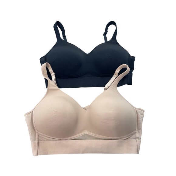 Rhonda Shear 2 Pack Molded Cup Bra with Wrap Back Size 2X Black Beige 665.11 - Picture 2 of 10